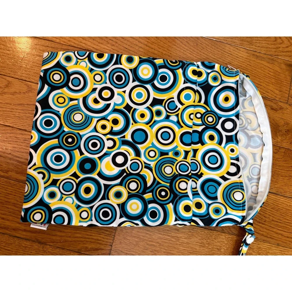 Alvababy Wet Dry Bag Blue Yellow Geometric Circle Cloth Diaper Travel Bag